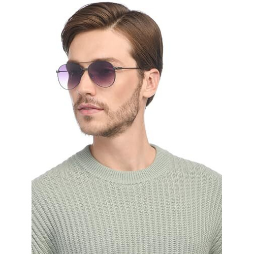 Vincent Chase By Lenskart | Gunmetal Pink Full Rim Pilot | Economic Range | Branded Latest And Stylish Sunglasses | 100% Uv Protected | Men & Women | Large | Vc S15803