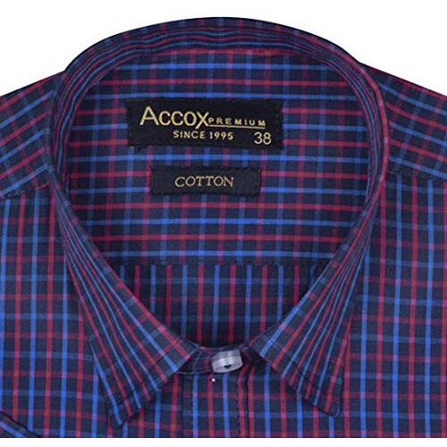 Accox Men's Half Sleeves Formal Regular Fit Cotton Check Shirt(Multi,Gc123_44)