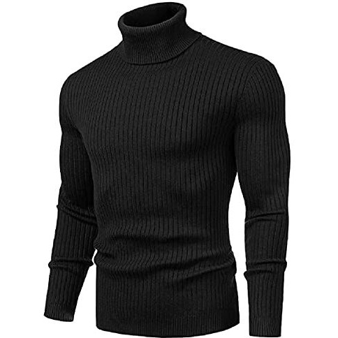 Northwind Men's High Turtle Neck Cotton T-Shirt (Black, Large)