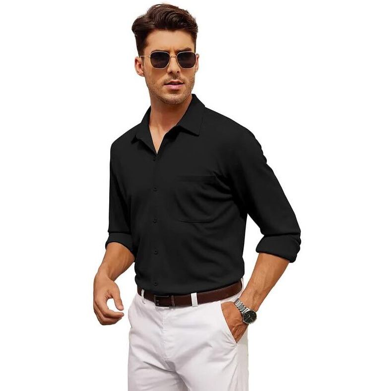 Be Active Men's Formal Full Sleeves Solid Shirt || Formal Shirts For Men || Men Formal Shirt Regular Fit || Formal Attire Men (Rf0005_2_M) Black