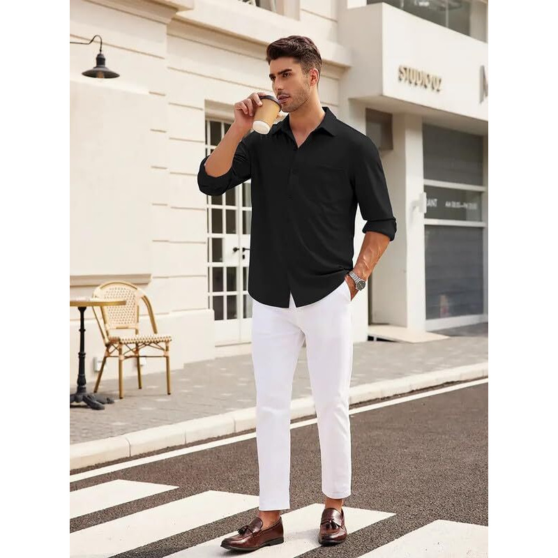 Be Active Men's Formal Full Sleeves Solid Shirt || Formal Shirts For Men || Men Formal Shirt Regular Fit || Formal Attire Men (Rf0005_2_M) Black