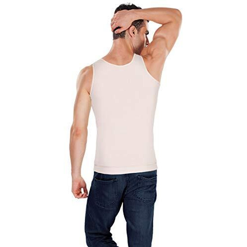 Dermawear Men Zenrik-G Gynaecomastia Shapewear Vest For Chest And Abdomen (Cream, Large)