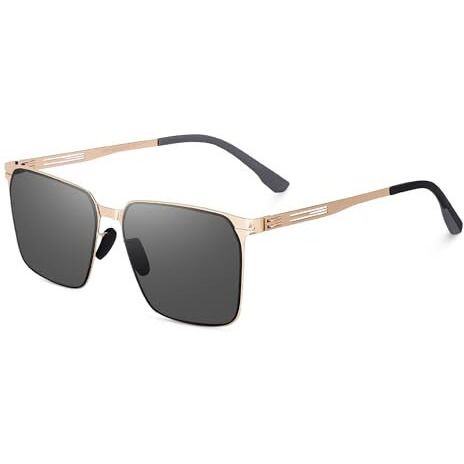 Dervin Uv Protected Rectangular Sunglasses For Men & Women | Latest Trendy Design | Lightweight & Stylish Eyewear (Gold-Black)