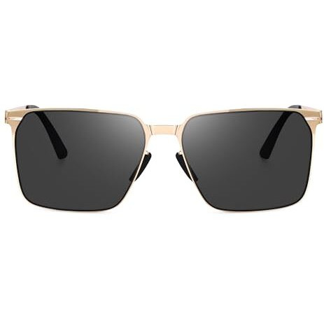 Dervin Uv Protected Rectangular Sunglasses For Men & Women | Latest Trendy Design | Lightweight & Stylish Eyewear (Gold-Black)