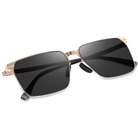 Dervin Uv Protected Rectangular Sunglasses For Men & Women | Latest Trendy Design | Lightweight & Stylish Eyewear (Gold-Black)