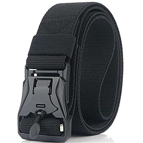 Edifier Breathable Webbing Nylon Military Style Tactical Black Canvas Unisex Waist Belt With Heavy-Duty Quick-Release Metal Buckle 1.5 Inches Wide, Waist Size Upto 40 Inches (Pack Of 1)