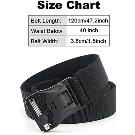 Edifier Breathable Webbing Nylon Military Style Tactical Black Canvas Unisex Waist Belt With Heavy-Duty Quick-Release Metal Buckle 1.5 Inches Wide, Waist Size Upto 40 Inches (Pack Of 1)