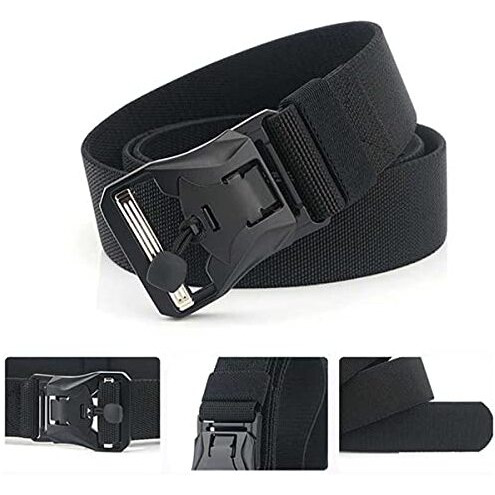 Edifier Breathable Webbing Nylon Military Style Tactical Black Canvas Unisex Waist Belt With Heavy-Duty Quick-Release Metal Buckle 1.5 Inches Wide, Waist Size Upto 40 Inches (Pack Of 1)