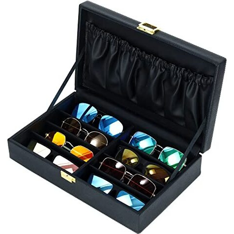 Hard Craft Sunglasses Specs Spectacle Eyewear Goggles Organizer Box Case 8 Slots Pu Leather Sunglass Shades Holder Cover Pouch Organiser Box For Men And Women