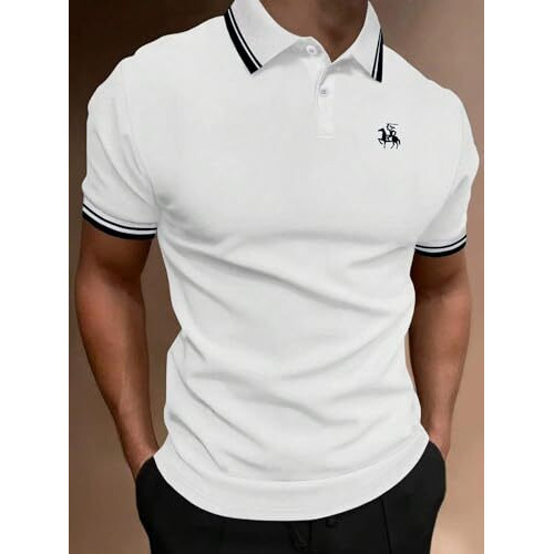 Lymio Men Regular Fit T-Shirt || T-Shirt For Men || Polo T Shirt || T-Shirt (Polo-12-White-Xl)