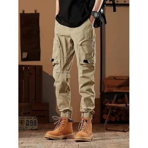Lymio Casual Cotton Cargo Pant For Men || Mens Cargo Pants (Cargo 105-108) (In, Alpha, M, Regular, Khaki)