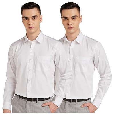Amazon Brand - Symbol Men's Solid Regular Fit Shirt Pack Of 2 (Ss20-Sym-Fs-01_Epp-1B_White 40)