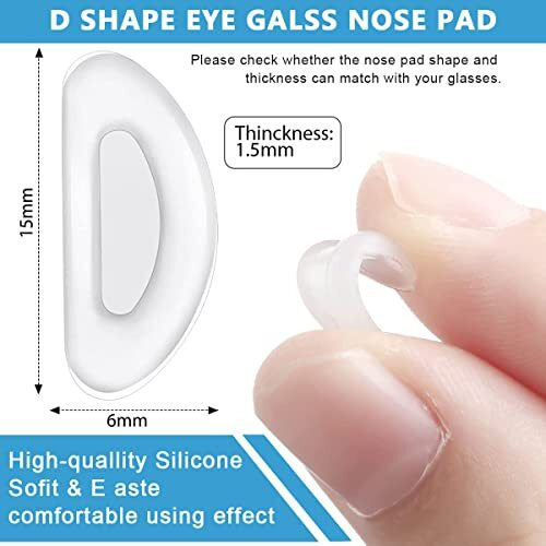 Maycreate 12 Pairs Adhesive Eyeglasses Nose Pads, D Shape Stick-On Anti-Slip White Silicone Eyeglasses Nose Pad Replacement, Self Adhesive Nose Pads Glasses Nose Pad