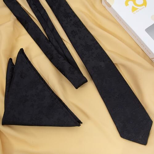 To The Nines Black Floral Men's Tie, Pocket Square & Lapel Pin