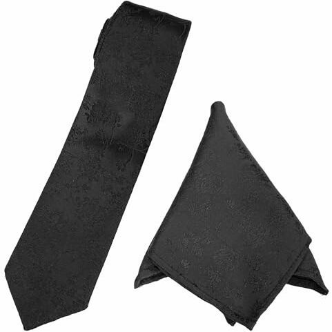 To The Nines Black Floral Men's Tie, Pocket Square & Lapel Pin