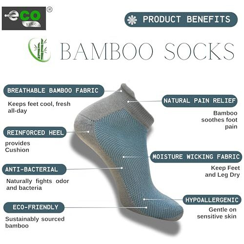 Ecosync Premium Bamboo Socks For Men & Women  3-Pack (Lt Grey/Black/Anthra Mel) 80% Organic Bamboo, Moisture-Wicking, Breathable, Diabetic-Friendly, Gentle Compression,Soft & Durable.