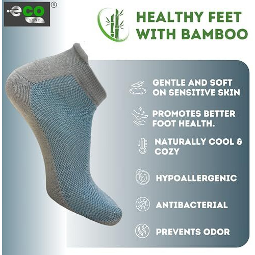 Ecosync Premium Bamboo Socks For Men & Women  3-Pack (Lt Grey/Black/Anthra Mel) 80% Organic Bamboo, Moisture-Wicking, Breathable, Diabetic-Friendly, Gentle Compression,Soft & Durable.