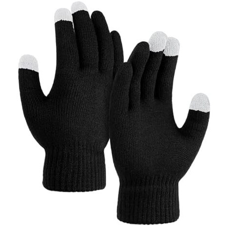 Ff Advance 3 Fingers Touch Screen Unisex Woolen Gloves, Thermal Hand Gloves For Men & Women, Wollen Knitted Winter Gloves For Driving, Texting & Outdoor Activities - Black