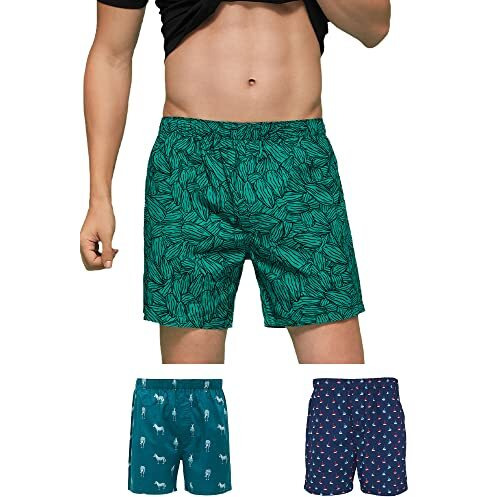 Xyxx Men's Super Combed Cotton Remix Printed Boxers(L Shell Boat+Almond+Zebra)