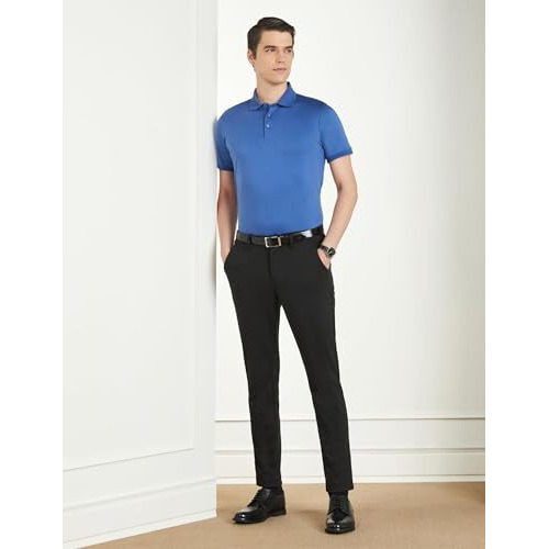 Symbol Premium Men's Mid Rise Slim Fit Stretch Knit Pants - Smart Casual | Flexi Waist (Sp-S24-M-Ct-101_Jet Black_32)