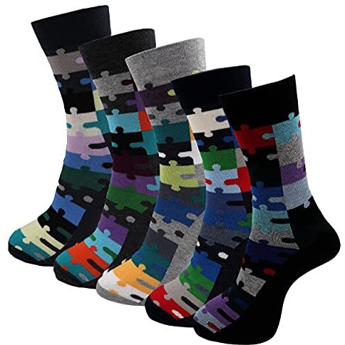 Rc. Royal Class Men's Calf Length Pure Cotton Multicolored Socks (Pack Of 5 Pairs)