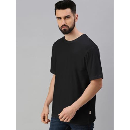 Veirdo Pure Cotton Black, Maroon & Navy Oversized Fit Half Sleeve Solid Round Neck T-Shirt For Men (Pack Of 3) (Po3_Os_Bk_Mr_Ny_Xl)