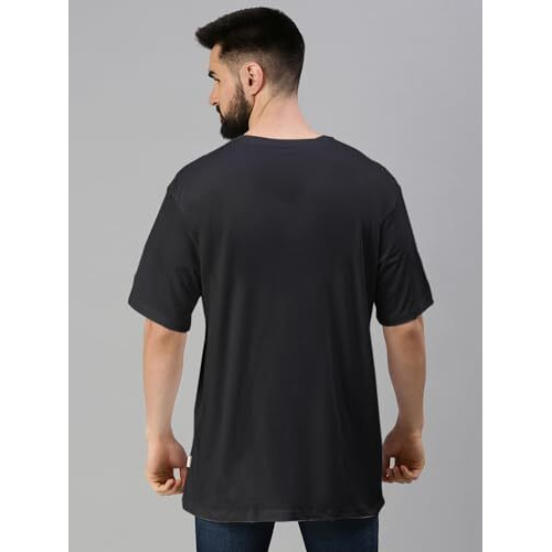 Veirdo Pure Cotton Black, Maroon & Navy Oversized Fit Half Sleeve Solid Round Neck T-Shirt For Men (Pack Of 3) (Po3_Os_Bk_Mr_Ny_Xl)