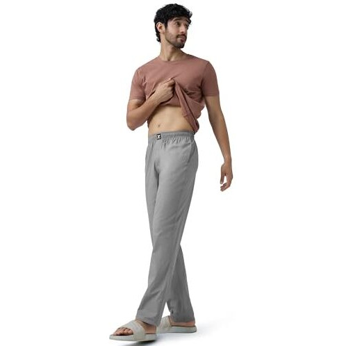 Xyxx Men Combed Cotton Pyjama, Relaxed Fit, Solid, Pack Of 1, Xypyjm49M, Ash Grey, M