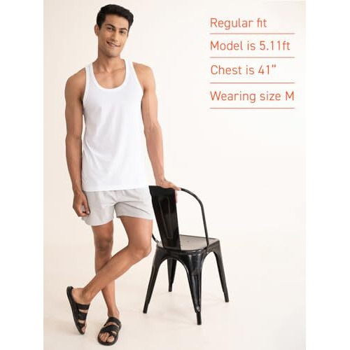 Damensch Men's Neo-Cotton Ribbed Round Neck Vest- Pack Of 2- Cotton White- Large