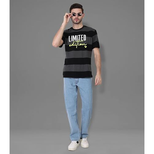I'sol MenS Loose Baggy Fit Wide Legged Jeans Ice Blue