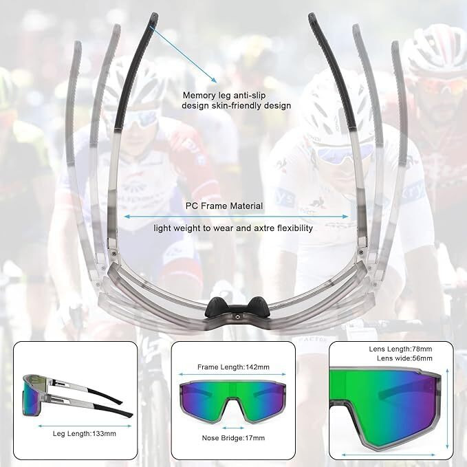 Huvora Polarized Sports Sunglasses For Cricket Cycling Riding Biking Driving | Lightweight Uv Protected Sports Goggles For Men Women Full Frame Anti Glare Stylish Mirrored Sunglasses (Grey)