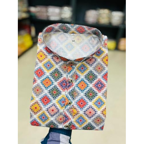 Foxdx Men's Traditional Cotton Floral Printed Only Kurta (Medium, 09 White Chokadi)