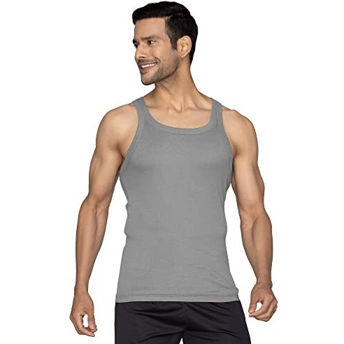 Xyxx Men's Solid Regular (Xy_Cr11_Vest_02_Olive Green+Ash Grey L)