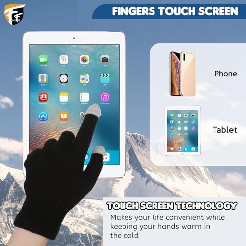 Firstfit Winter Gloves, Woolen Gloves For Men Women, Upgraded Touch Screen Texting Warm Running Gloves With Thermal Soft Knit Lining - Black