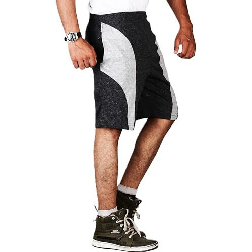 Vego Mens Black Cotton Shorts, Bermuda, Half Pant