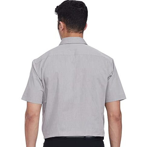 Amazon Brand - Symbol Men's 100% Cotton Half Sleeve Regular Fit Formal Shirt Mid Grey2 46