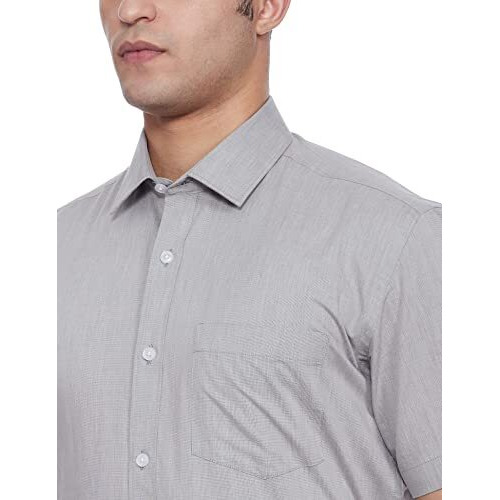 Amazon Brand - Symbol Men's 100% Cotton Half Sleeve Regular Fit Formal Shirt Mid Grey2 46