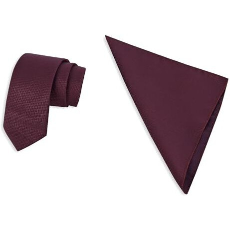 Bureaucrat Mens Plaid Micro Self Silk Woven Microfiber Elegant Classy Colored Formal Necktie For Men(Checkered Maroon)