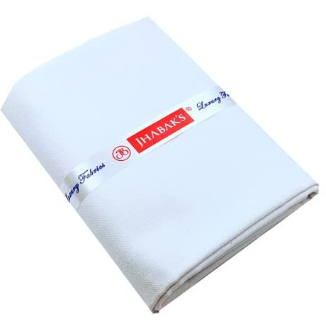 Jhabak's Premium Unstitched Shirt Fabric For Men Cotton Blend Material 2.25M Shirt Piece Cloth (White, Free Size)