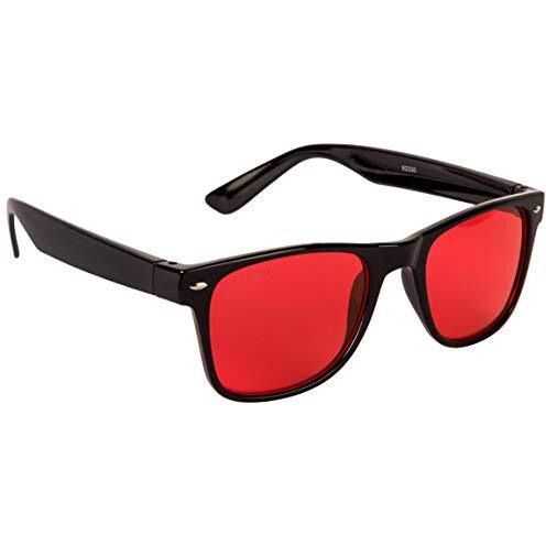 Nuvew Uv Protected Rectangular Unisex Sunglasses - (Red Lens | Black Frame | Medium Size | Nw-82230-22)