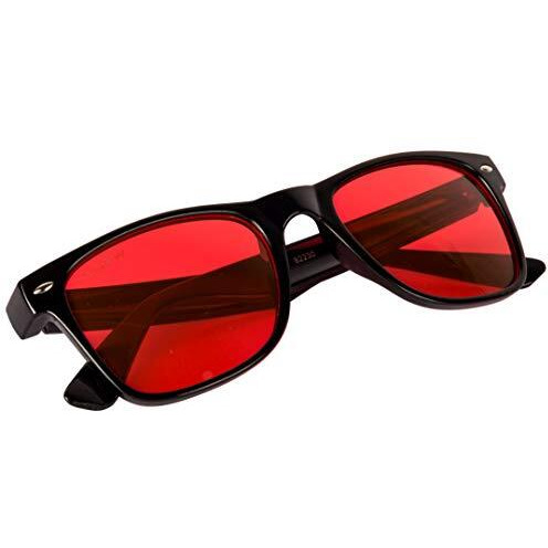 Nuvew Uv Protected Rectangular Unisex Sunglasses - (Red Lens | Black Frame | Medium Size | Nw-82230-22)