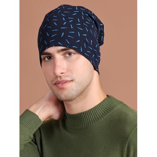Mack Jonney Men's Scarf (Cap_Prt-No.3-Nvy_01_Navy Blue_Free Size)