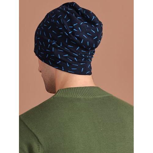 Mack Jonney Men's Scarf (Cap_Prt-No.3-Nvy_01_Navy Blue_Free Size)