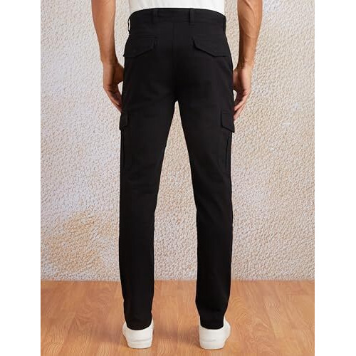 Amazon Brand - Symbol Men's Slim Fit Cotton Cargos (Aw17Trs-07-7_Black_34W X 31L)