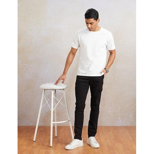 Amazon Brand - Symbol Men's Slim Fit Cotton Cargos (Aw17Trs-07-7_Black_34W X 31L)