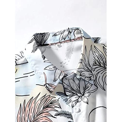 Om Sai Latest Creation Shirt For Men || Rayon Casual Shirt For Men || Hawaii Surf Beach Plam Tree Printed Shirt For Men || Men Stylish Shirt With Short Sleeve || Summer Shirt. (Large, White)