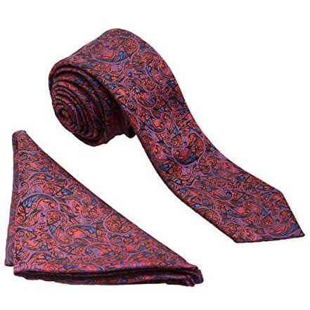 Vibhavari Men's Red Paisley Tie & Pocket Square
