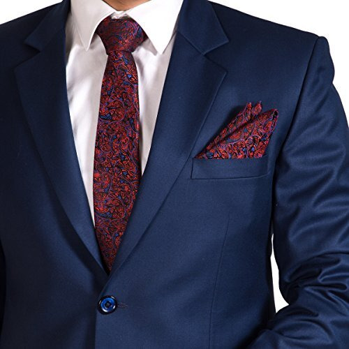 Vibhavari Men's Red Paisley Tie & Pocket Square