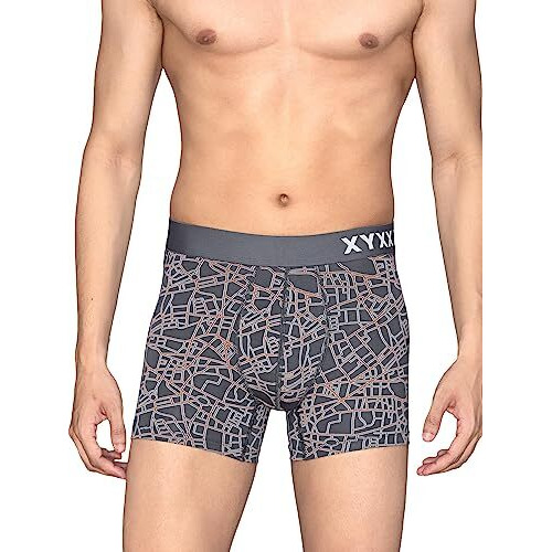 Xyxx Men's Modal Printed (Pack Of 2) R63_Trunk_01_2_3_Skyline Blue+Map Grey_M