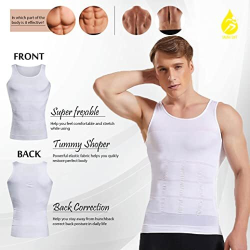 Firstfit Abs Abdomen Compression Slimming Tummy Tucker Vest, Underwear Shapewear Slim Body Shaper For Men - White (Xl)